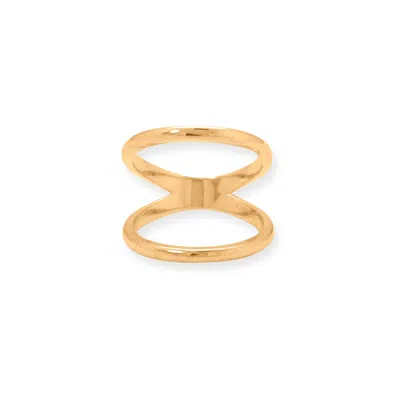 Fashnzfab 14 Karat Gold Plated Double Band Knuckle Ring In Pattern