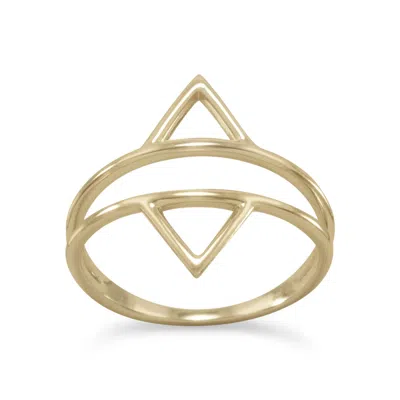 Fashnzfab 14 Karat Gold Plated Double Triangle Ring In Pink