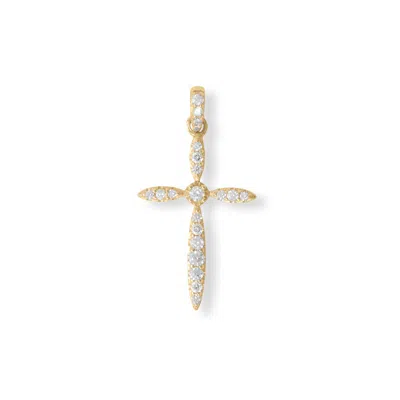 Fashnzfab 14 Karat Gold Plated Graduating Cz Marquise Cross Pendant In Purple