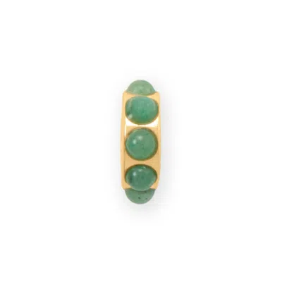 Fashnzfab 14 Karat Gold Plated Green Aventurine Wheel Bead Charm In Orange