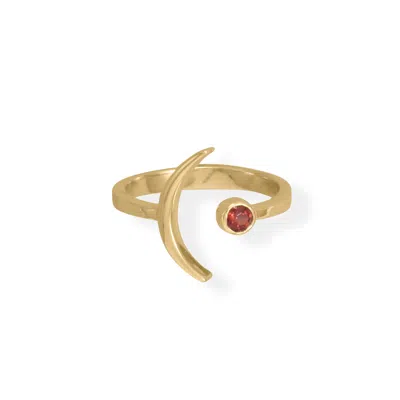 Fashnzfab 14 Karat Gold Plated Moon And Garnet Ring In Neutral