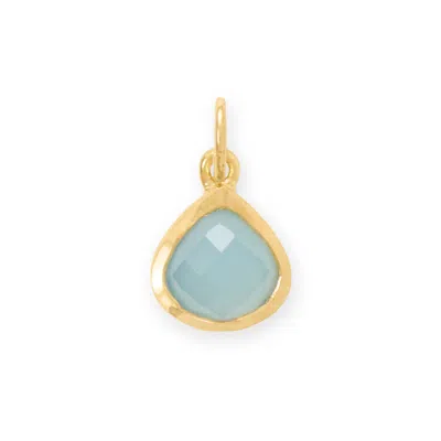 Fashnzfab 14 Karat Gold Plated Pear Blue Chalcedony Charm