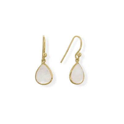 Fashnzfab 14 Karat Gold Plated Pear Rainbow Moonstone Earrings In Pattern