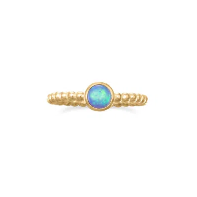 Fashnzfab 14 Karat Gold Plated Synthetic Blue Opal Ring In Pink