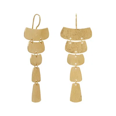 Fashnzfab 14 Karat Gold Plated Textured Cascading Plate Earrings In Purple