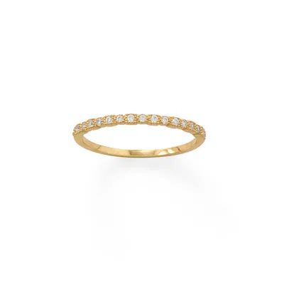 Fashnzfab 14 Karat Gold Plated Thin Cz Ring In Metallic