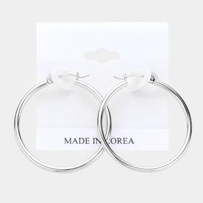 Fashnzfab 1.4" Metal Hoop Pin Catch Earrings In Metallic