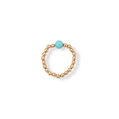 Fashnzfab 14/20 Gold Filled And Turquoise Bead Stretch Toe Ring In Pink