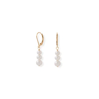Fashnzfab 14/20 Gold Filled Stacked Cultured Freshwater Pearl Lever Earrings