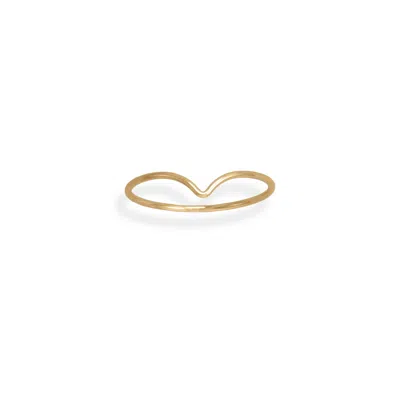 Fashnzfab 14/20 Gold Filled Thin "v" Design Ring In Orange