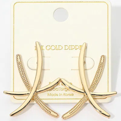 Fashnzfab 14k Gold Dipped Abstract Cross Flow Line Statement Earrings