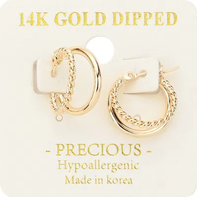 Fashnzfab 14k Gold Dipped Abstract Metal Pin Catch Earrings