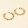 Fashnzfab 14k Gold Dipped Beaded Hoop Earrings 1" X 1" - Gold In Gold