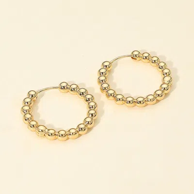FASHNZFAB 14K GOLD DIPPED BEADED HOOP EARRINGS - GOLD