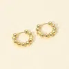 Fashnzfab 14k Gold Dipped Beaded Hoop Earrings 0.75" X 0.75" - Gold In Gold