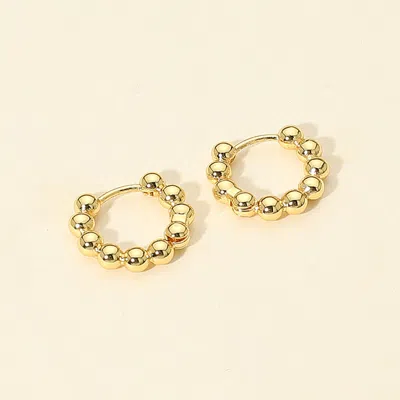 Fashnzfab 14k Gold Dipped Beaded Hoop Earrings 0.75" X 0.75" - Gold