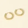 Fashnzfab 14k Gold Dipped Beaded Hoop Earrings 0.75" X 0.75" - Gold In Gold