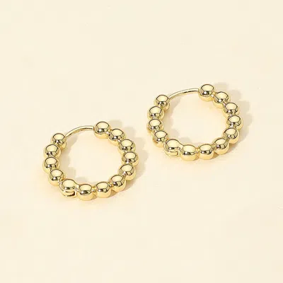 FASHNZFAB 14K GOLD DIPPED BEADED HOOP EARRINGS 0.75" X 0.75" - GOLD