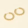 Fashnzfab 14k Gold Dipped Beaded Hoop Earrings 1" X 1" - Gold In Gold