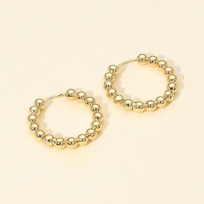 Fashnzfab 14k Gold Dipped Beaded Hoop Earrings 1" X 1" - Gold