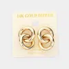 Fashnzfab 14k Gold Dipped Bold Open Metal Circle Link Dangle Earrings - Gold In Gold