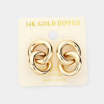 Fashnzfab 14k Gold Dipped Bold Open Metal Circle Link Dangle Earrings - Gold
