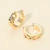Fashnzfab 14k Gold Dipped Bold Quilt Pattern Pin Catch Hoop Earrings - Gold In Gold