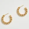 Fashnzfab 14k Gold Dipped Braided Chain Link Hoop Earrings - Gold In Gold