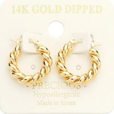 Fashnzfab 14k Gold Dipped Braided Metal Hoop Pin Catch Earrings