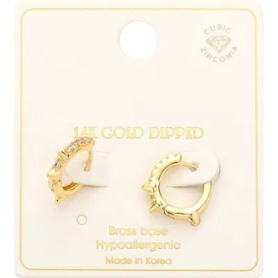Fashnzfab 14k Gold Dipped Brass Metal Cz Huggie Hoop Earrings - Gold