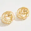 Fashnzfab 14k Gold Dipped Center Ball Abstract Rose Earrings - Gold In Gold