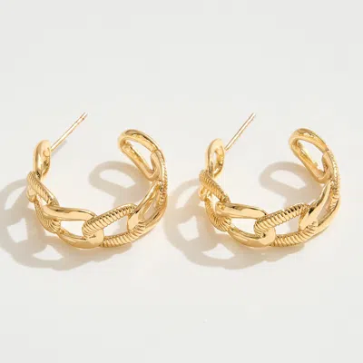 Fashnzfab 14k Gold Dipped Chain Link Hoop Earrings 1" X 0.8" X 0.4" - Gold