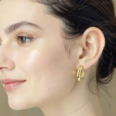 Fashnzfab 14k Gold Dipped Chunk Crescent Hoop Earrings - Gold