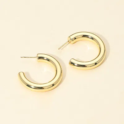 Fashnzfab 14k Gold Dipped Chunky Open Hoop Earrings - Gold