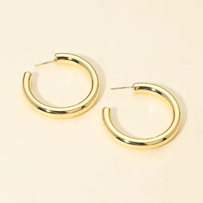Fashnzfab 14k Gold Dipped Chunky Open Hoop Earrings - Gold