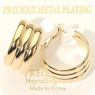 Fashnzfab 14k Gold Dipped Chunky Ribbed Hoop Earrings