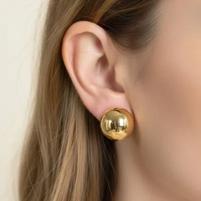 Fashnzfab 14k Gold Dipped Classic Dome Stud Earrings