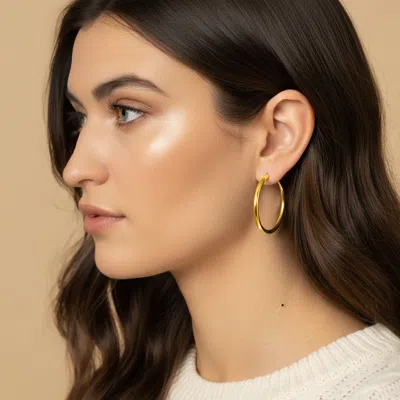 FASHNZFAB 14K GOLD DIPPED CLASSIC HOOP EARRINGS - GOLD