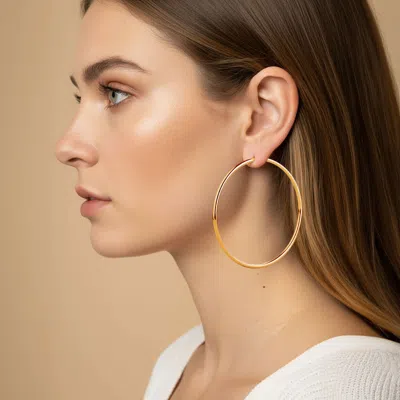 Fashnzfab 14k Gold Dipped Classic Pin Catch Hoop Earrings - Gold
