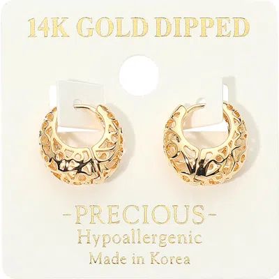 Fashnzfab 14k Gold Dipped Cutout Chunky Mini Huggie Hoop Earrings
