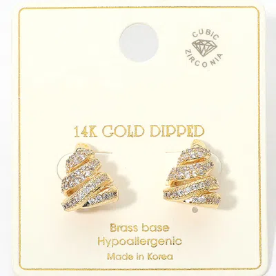 Fashnzfab 14k Gold Dipped Cz Pave Auger Spiral Earrings