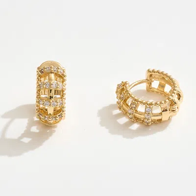Fashnzfab 14k Gold Dipped Cz Pave Mini Huggie Hoop Earrings