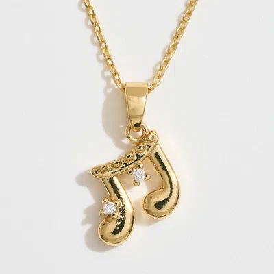 Fashnzfab 14k Gold Dipped Cz Stone Accent Musical Note Pendant Necklace