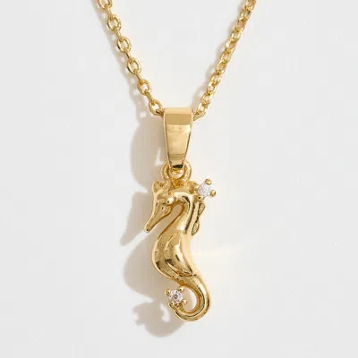 Fashnzfab 14k Gold Dipped Cz Stone Accent Seahorse Pendant Necklace