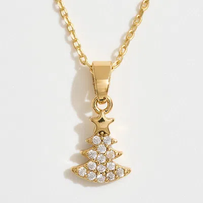 Fashnzfab 14k Gold Dipped Cz Stone Paved Christmas Tree Pendant Necklace