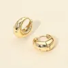 Fashnzfab 14k Gold Dipped Cz Stone Paved Huggie Hoop Earrings - Gold In Gold