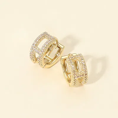 Fashnzfab 14k Gold Dipped Cz Stone Paved Mini Hoop Earrings