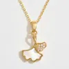 Fashnzfab 14k Gold Dipped Cz Stone Paved Mother Of Pearl Ginkgo Leaf Pendant Necklace In Gold