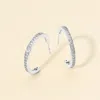 Fashnzfab 14k Gold Dipped Cz Stone Paved Open Hoop Earrings - Silver In Silver