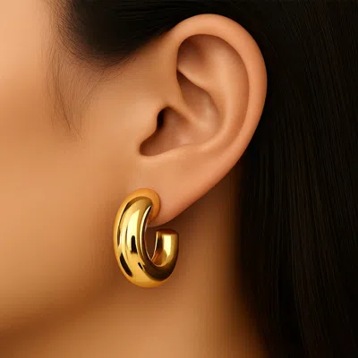 Fashnzfab 14k Gold Dipped Daily Chunky Hoop Earrings